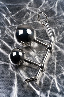 Стринги с двумя шарами, TOYFA Metal, серебристые