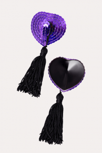 Пэстис Erolanta Lingerie Collection в форме сердец с кисточками фиолетово-черные