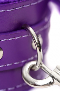 Ролевая игра в стиле БДСМ Штучки-Дрючки, фиолетовый: маска, наручники, оковы, ошейник, флоггер, кляп, контракт, 20 карточек со сценариями