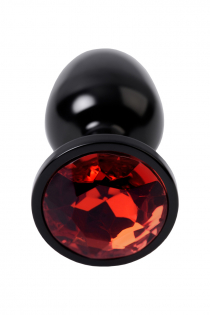 Анальный страз, TOYFA Metal, черный, с кристаллом цвета рубин, 7,2 см, Ø2,8 см, 50 г