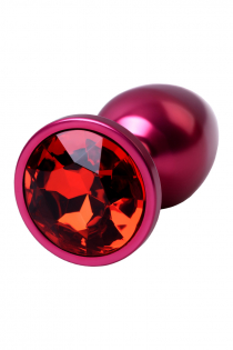 Анальный страз, TOYFA Metal, красный, с кристаллом цвета рубин, 7,2 см, Ø2,8 см, 50 г