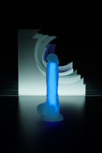 Фаллоимитатор, светящийся в темноте, Beyond by Toyfa, Bruce Glow, силикон, прозрачно-синий, 16,5 см