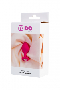 Анальная втулка ToDo by Toyfa Diamond Heart, водонепроницаемая, силикон, розовая, 8 см, Ø 3 см