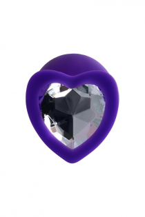 Анальная втулка ToDo by Toyfa Diamond Heart, водонепроницаемая, силикон, фиолетовая, 8 см, Ø 3 см
