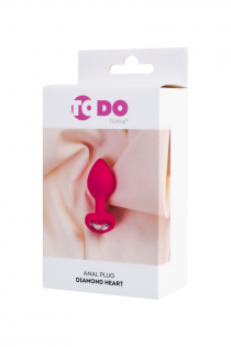 Анальная втулка ToDo by Toyfa Diamond Heart, водонепроницаемая, силикон, розовая, 7 см, Ø 2 см