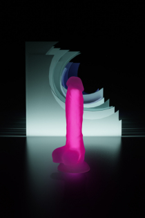 Фаллоимитатор Eromantica НЕ-ОН, светящийся в темноте, силикон, прозрачно-розовый, 20 см