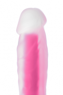 Фаллоимитатор светящийся в темноте Штучки-Дрючки, силикон, прозрачно-розовый, 18 см