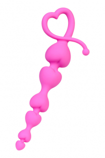 Анальная цепочка Штучки-дрючки, силикон, розовая, 18,5 см, Ø 3,1 см