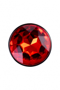 Анальный страз Штучки-дрючки, металл, серебристый, с кристаллом цвета рубин, 10 см, Ø 2,8 см, 75 г