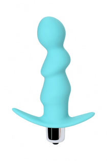 Анальный вибратор Штучки-Дрючки, голубой, силикон, 11,5 см