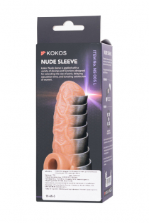 Насадка KOKOS реалистичная с дополнительной стимуляцией, TPE, телесная, 15.6 см