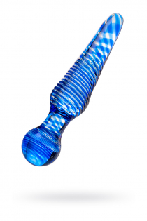 Двусторонний фаллоимитатор Sexus Glass, стекло, синий, 17 см
