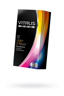 Презервативы ''VITALIS'' PREMIUM №12 color and flavor - цветные/ароматизированные (ширина 53mm)