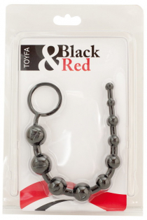 Анальные шарики цепочка TOYFA Black&Red, ПВХ, черные, 25 см