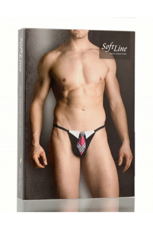 Стринги мужские с галстуком SoftLine Collection, черно-розовый, S/L