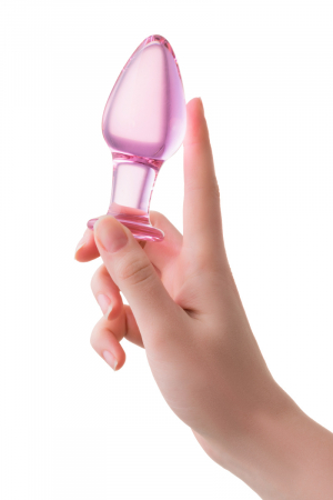 Анальная втулка Sexus Glass, стекло, розовая, 10 см, Ø 4 см