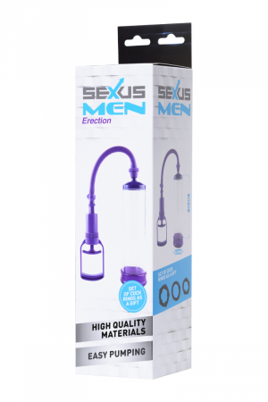 Помпа для пениса Sexus Men Erection , вакуумная, механическая, ABS пластик, прозрачный, 23 см