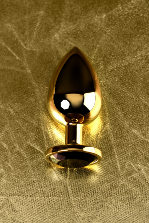 Анальная втулка Metal by TOYFA, металл, золотистая, с кристаллом цвета турмалин, 9,5 см, Ø 4 см, 145 г