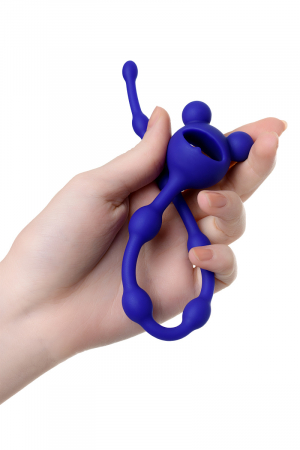 Анальная цепочка ToDo by Toyfa Froggy, силикон, синяя, 27,4 см, Ø 1,4 см