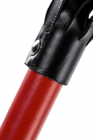 Плеть с красной рукоятью Pecado BDSM, натуральная кожа, красная