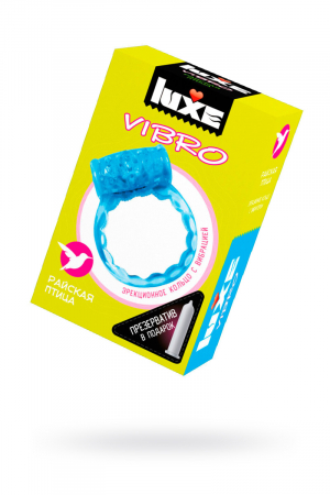 Виброкольцо LUXE VIBRO Райская птица + презерватив, 1 шт