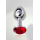 Анальная втулка Metal by TOYFA, металл, серебристая, с рубиновым кристаллом, 7,5 см, Ø 3 см, 145 г